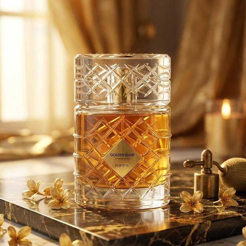 Riiffs Golden Elixir Eau de Parfum 100ml Unisex – Warmer & Intensiver Duft, Langanhaltendes Luxus Parfum für Damen & Herren