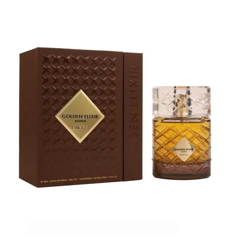 Riiffs Golden Elixir Reserve Eau de Parfum 100ml Unisex – Intensiver Amber-Vanille Duft, Langanhaltendes Luxus Parfum für Damen & Herre