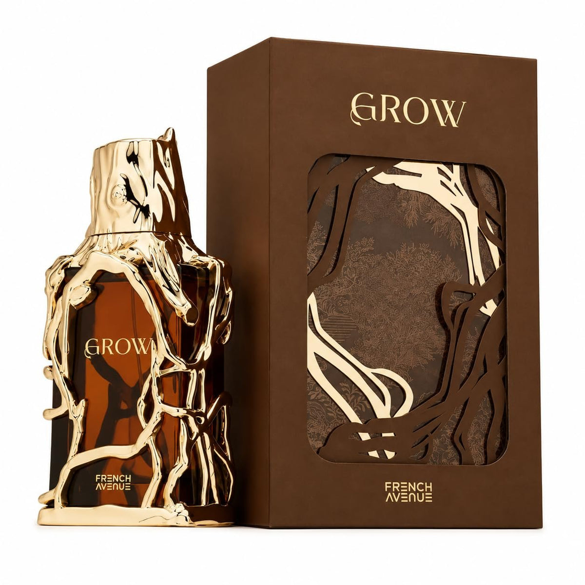 French Avenue Grow Eau de Parfum für Damen und Herren, holziger Gourmand-Duft mit Safran und Rose, 100 ml