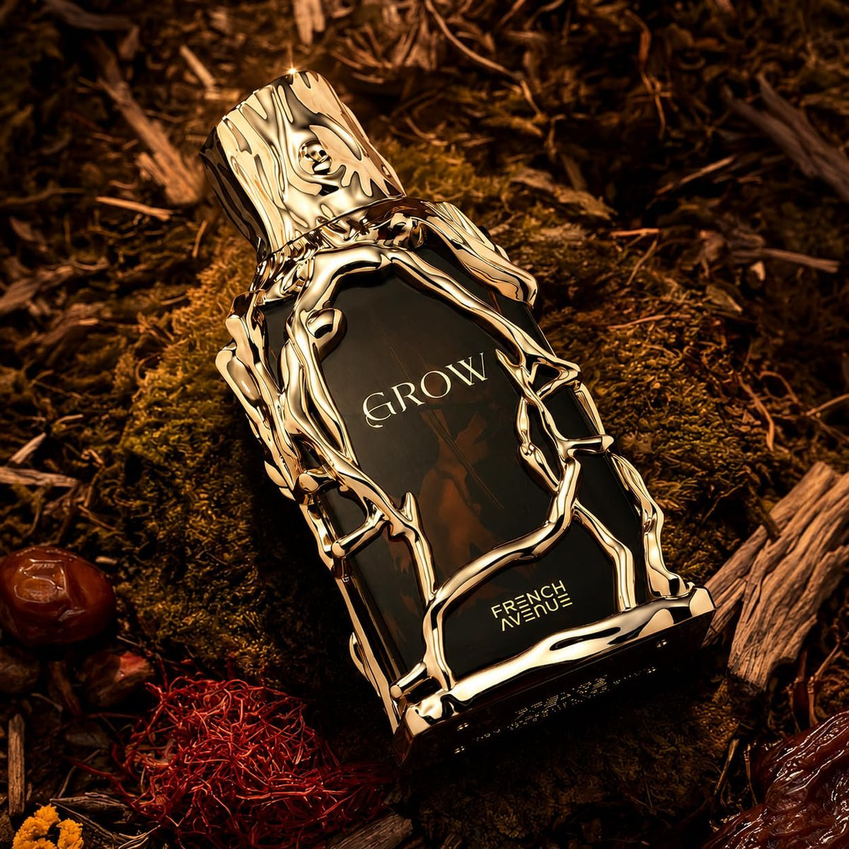 French Avenue Grow Eau de Parfum für Damen und Herren, holziger Gourmand-Duft mit Safran und Rose, 100 ml