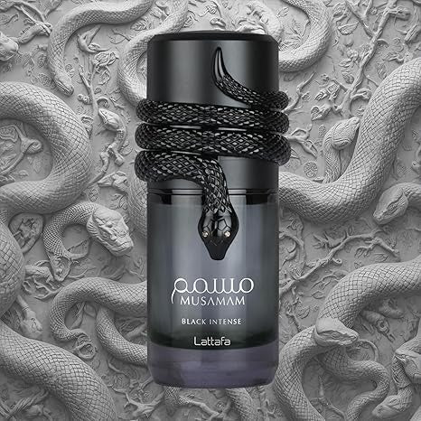 Lattafa Musamam Black Intense – Spicy, Woody, Amber, Aromatic – Eau de Parfum Spray Long-Lasting Fragrance for Unisex, 3.4 Ounce / 100 ml