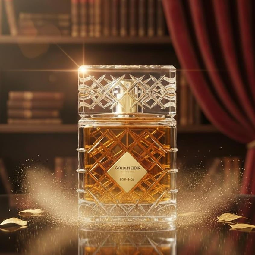 Riiffs Golden Elixir Eau de Parfum 100ml Unisex – Warmer & Intensiver Duft, Langanhaltendes Luxus Parfum für Damen & Herren