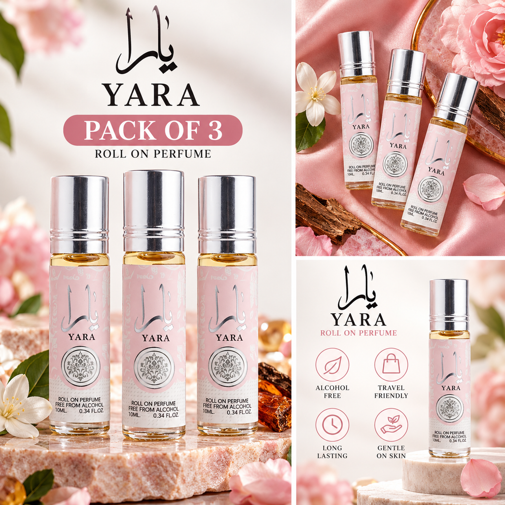 Yara - 3 x 10 ml - Fragrance oil for men and women, long-lasting comfort (Yara 10 ml) - Perfume for women and men