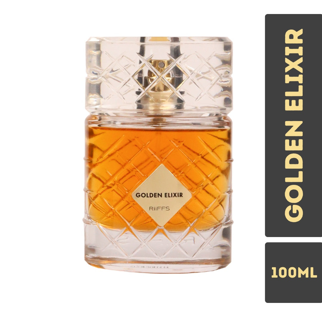 Riiffs Golden Elixir Eau de Parfum 100ml Unisex – Warmer & Intensiver Duft, Langanhaltendes Luxus Parfum für Damen & Herren