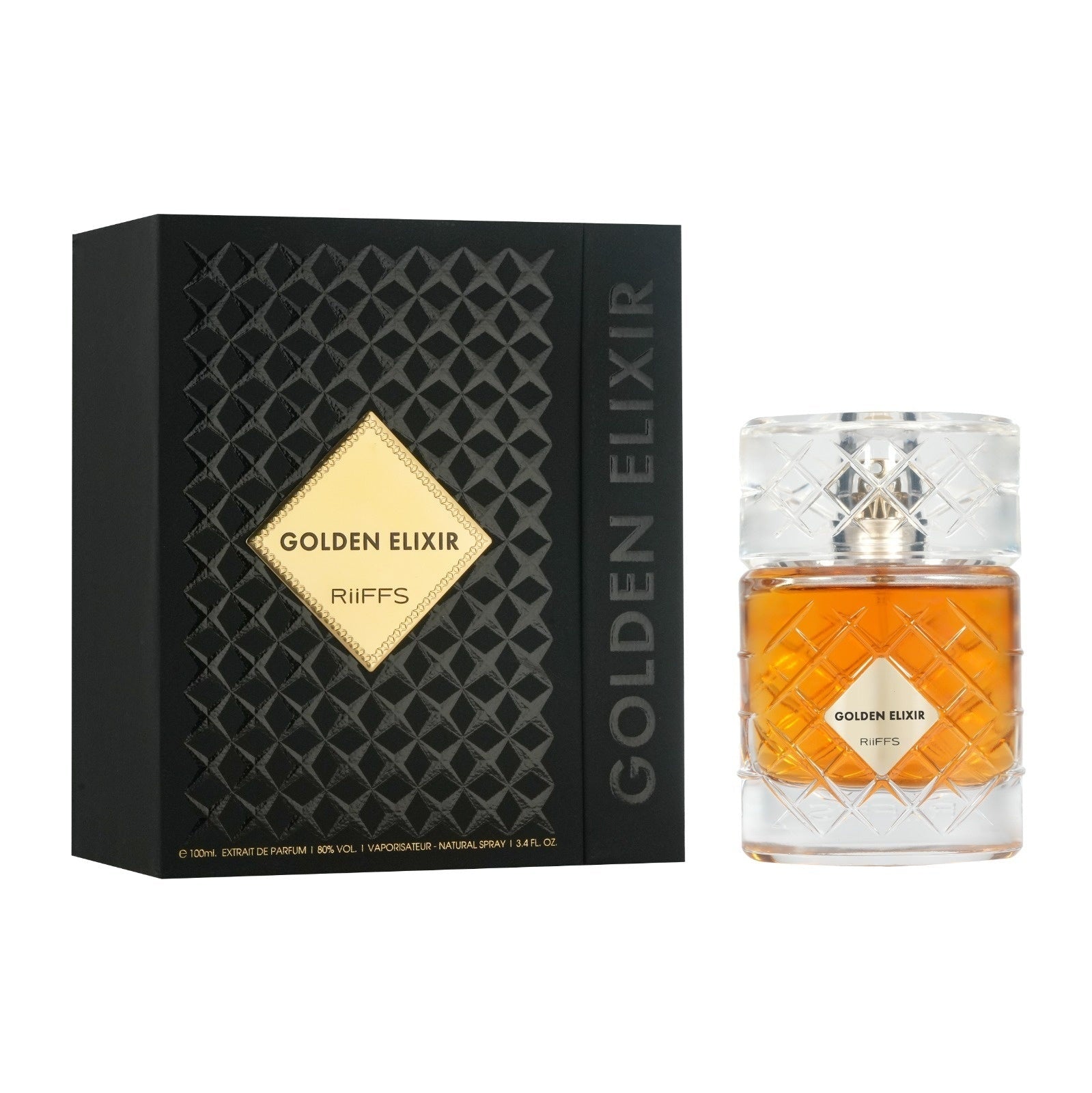 Riiffs Golden Elixir Eau de Parfum 100 ml & Nusuk Air Freshener 300 ml – 2er Set, süß-warmer Luxus Duft, langanhaltend, Raumduft Set