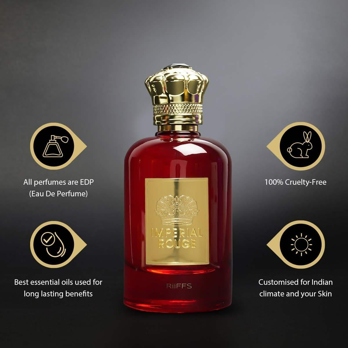 Riiffs Imperial Rouge Eau de Parfum 100ml Unisex – Fruchtig-Würziger & Orientalischer Duft, Intensiv & Langanhaltend, Luxuriöses Parfum für Damen & Herren