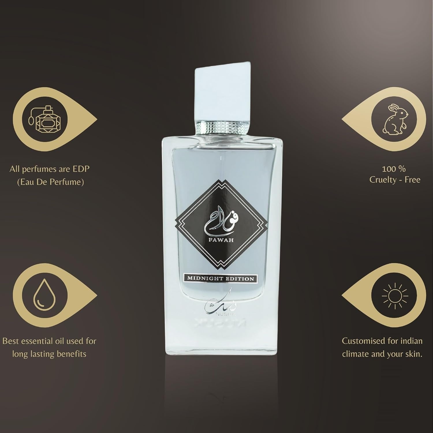 Riiffs Nusuk Fawah Midnight Eau de Parfum 100ml – Orientalischer Unisex Luxusduft | Langanhaltendes Arabisches Parfum für Damen & Herren