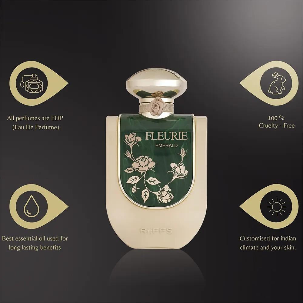 Riiffs Fleurie Emerald Eau de Parfum 100ml Damen – Blumig-Frischer Duft, Elegant & Langanhaltend, Luxuriöses Parfum für Frauen