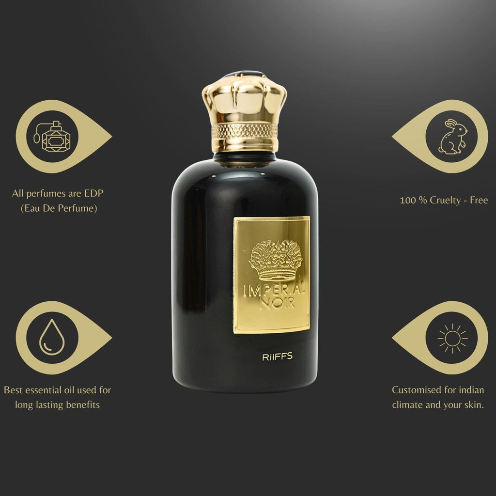 Riiffs Imperial Noir Eau de Parfum 100ml Unisex – Dunkel-Holziger & Würziger Duft, Intensiv & Langanhaltend, Luxuriöses Parfum für Damen & Herren