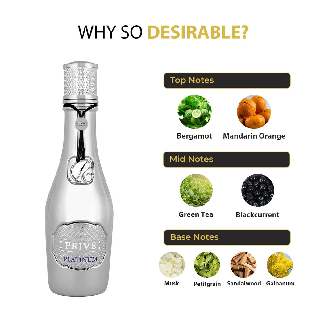 Riiffs Privé Platinum 100ml - Luxuriöses Eau de Parfum mit raffinierten Noten für besondere Anlässe und alltäglichen Luxus
