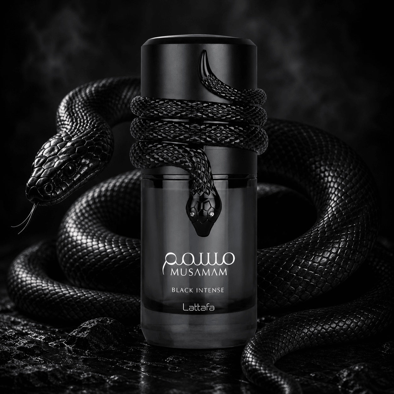 Lattafa Musamam Black Intense – Spicy, Woody, Amber, Aromatic – Eau de Parfum Spray Long-Lasting Fragrance for Unisex, 3.4 Ounce / 100 ml
